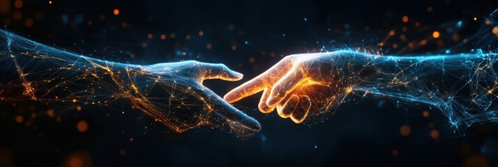 Leinwandbilder - Complex interplay of hands in abstract visualization of trust and business agreement. Generative AI
