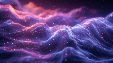 Poster - A stunning stylized representation of a glowing blue object in the air, surrounded by smooth, flowing waves that evoke a sense of tranquility and depth.