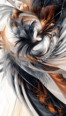 Poster - Abstract digital artwork shows a swirling vortex of featherlike shapes
