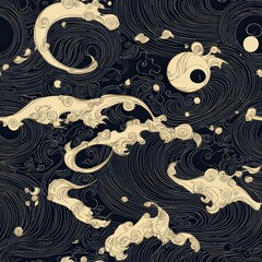 Poster - Vibrant pattern featuring a variety of fish illustrations in bright colors and intricate designs