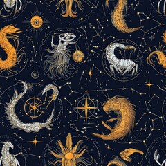 Poster - Artistic representation of zodiac signs in a creative format for astrology and horoscope enthusiasts