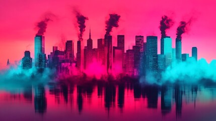 Wall Mural - cyberpunk cityscape: a neon dystopia