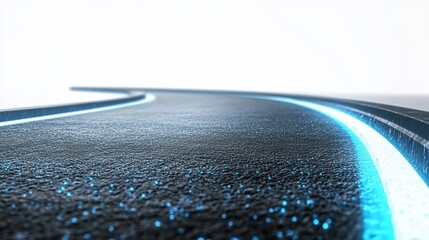Poster - Abstract road with glowing blue light pathway surface for future tech concept