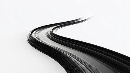 Poster - Abstract black glossy curved stripes on a white background creating a flowing design