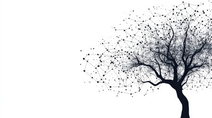 Poster - abstract representation of a tree with a network of dots, symbolizing connectivity and nature