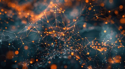 Poster - Abstract visualization of nodes and links, showcasing complex network structures. The dynamic interplay of shapes and colors highlights data connections in a digital realm.