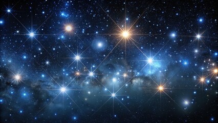 Wall Mural - dark night sky with twinkling stars and constellations against a deep black background, creating an 