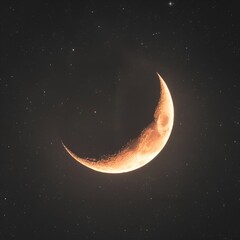 Wall Mural - The image depicts a crescent moon in black and white, with a clipping path.