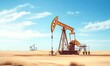 © SBAPNA- GRAPHIC - An oil rigs oil pump energy industrial machine for petroleum in the middle of the desert on the blue sky background. ,