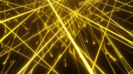 Poster - A striking visual of dynamic yellow laser lights scattered across a black background, creating a vibrant and energetic atmosphere perfect for modern designs.