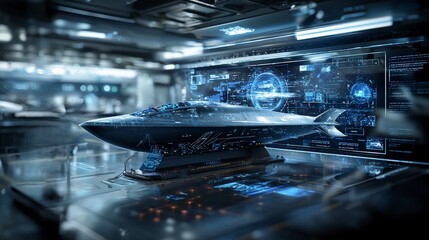 Poster - Sleek stingray engineer design concept futuristic lab 3d model visualization high-tech setting innovative perspective