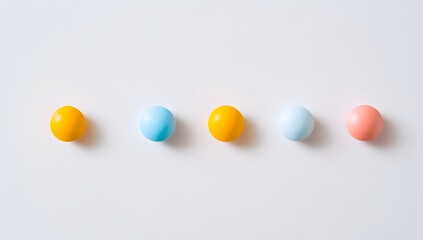 Poster - Pastel colored spheres in a row on white background