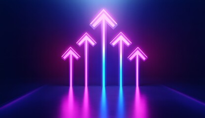 Aufkleber - Neon Upward Arrows, Growth, Success, Dark Studio