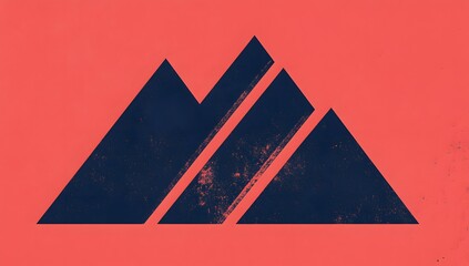 Aufkleber - Abstract mountain design on vibrant coral background