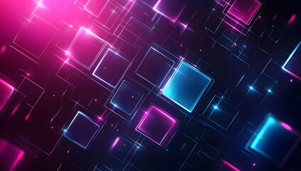 Aufkleber - Neon squares network abstract background