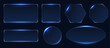© buuujh - futuristic glass frame set group, glowing blue gradient panel background, big screen data visulization dashboard element, high tech translucent effect surface