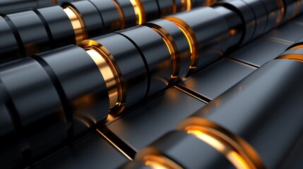 Poster - abstract background 3d wallpaper with black and golden stripes 