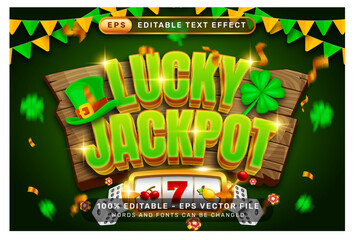 Poster - lucky jackpot 3d text effect and editable text effect whit st patrick's day element