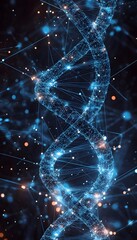 Poster - Digital representation of double helix dna structure with glowing connections
