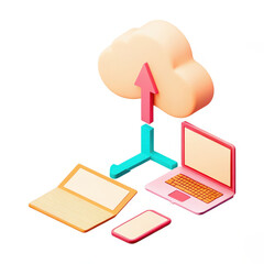Poster - Cloud storage concept with devices like laptop and smartphone