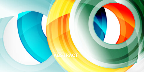 Aufkleber - Bright colorful circles with light effects. Abstract background
