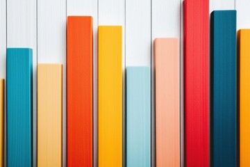 Poster - Data visualization with colorful bars office environment infographic design modern concept top-down view