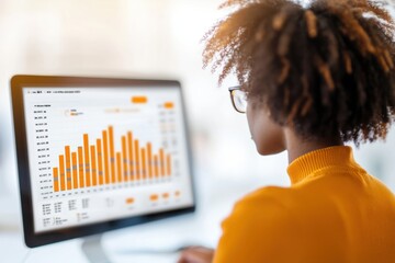 Poster - Data analysis session office digital presentation bright environment over-the-shoulder view business insights
