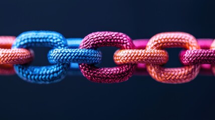 Poster - Dynamic colorful chain links abstract art studio setting modern aesthetic close-up perspective visual concept