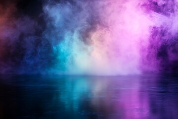 Canvas Print - Abstract Colorful Smoke Reflection on Water