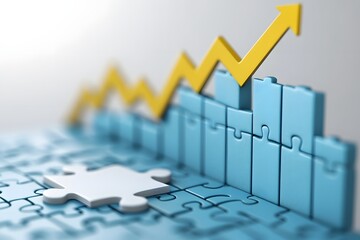 Poster - Puzzle pieces chart rising growth