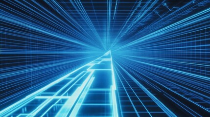 Poster - Luminous blue arrow event struc location digital artwork urban environment dynamic viewpoint light streak concept