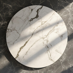 Round marble table top with abstract shadow drop