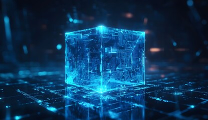 Aufkleber - Glow cube, digital network, futuristic, technology