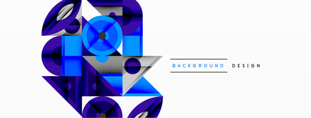 Aufkleber - Geometric abstract composition with intersecting shapes, circles, triangles, and gradients, blending vibrant colors and dynamic contrasts to create a modern, futuristic visual design