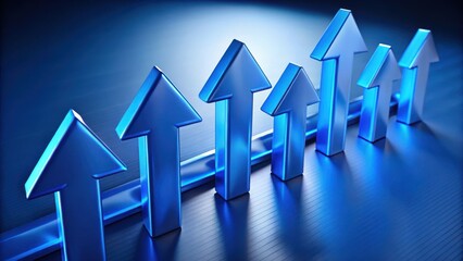 Poster - Ascending Arrows: A vibrant illustration of blue arrows pointing upwards, symbolizing growth, progress, and development in a business or financial context.