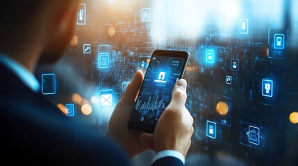Businessman Utilizing Encryption for Enhanced User Privacy