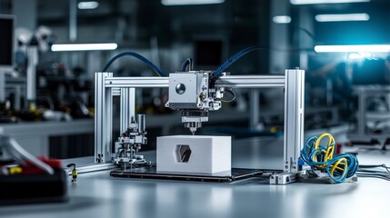 Aufkleber - Innovative 3d printing prototype development in tech workspace high-tech environment close-up view
