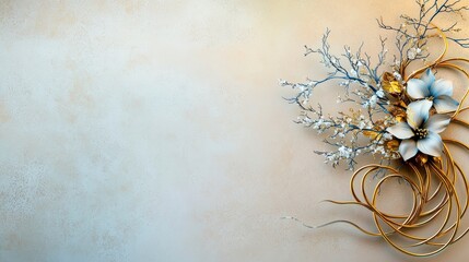 Aufkleber - Elegant thai decorative motif with branching curves floral arrangement soft background artistic presentation