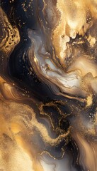 Poster - Abstract swirling gold and black create luxurious marble effect