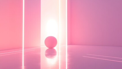 Aufkleber - Pink Neon Room with Sphere