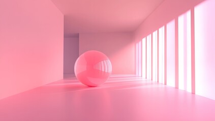 Poster - Pink sphere in minimalist room