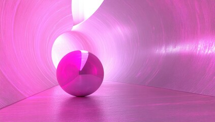 Aufkleber - Pink sphere in futuristic tunnel