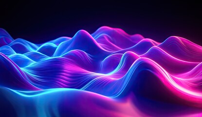 Poster - Abstract neon wavy landscape