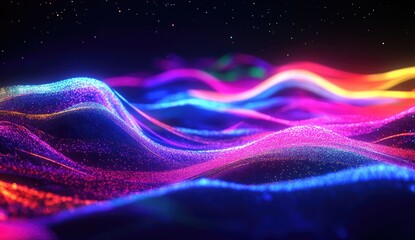 Poster - Abstract Colorful Particle Waves in Space