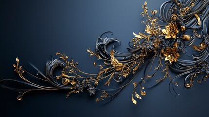Poster - Elegant thai floral vine design contemporary art digital artwork ornate patterns close-up decorative concept
