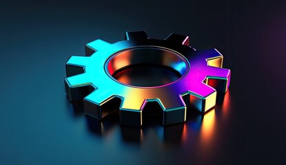 Poster - Colorful gear on dark surface (1)