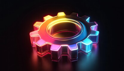 Poster - Neon Gear on Dark Background