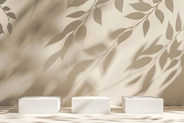 High Quality Picture of Abstract Minimal Nature Scene Empty Stage with Podiums