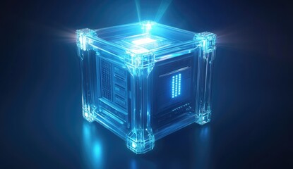 Aufkleber - Glowing Crystalline Cube, Futuristic Tech