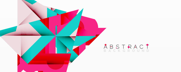 Aufkleber - Abstract geometric composition with interlocking circular and angular shapes, featuring smooth gradients and sharp contrasts on a white background